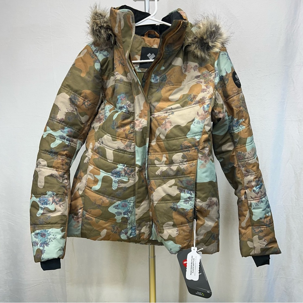 Obermeyer Tuscany Jacket Vintage Camouflage Women's with Faux Fur Hood size 8 - Picture 1 of 6